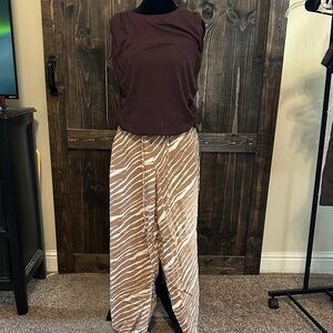 Brown Top and Zebra Print Skirt